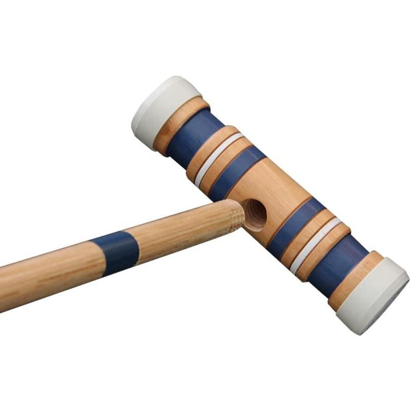 Six Player Croquet Set with Wooden Mallets Colored Balls for Lawn, Backyard and Park, 28 Inch