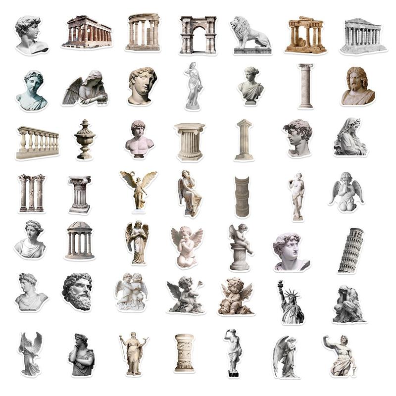 Art Statue Pattern Sticker, 50pcs Creative Self Adhesive Decorative Stickers, DIY Decals for Water Bottle, Laptop, Phone Case, Scrapbooking, Journal Making