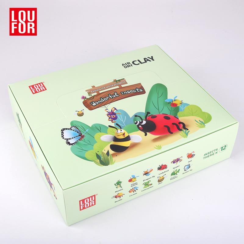 DIY Air Clay Craft Kit - Cute Insects - 12 Boxes of Soft and Ultra Light Clay for Kids, Safe and Non-Toxic with Guided Tutorials