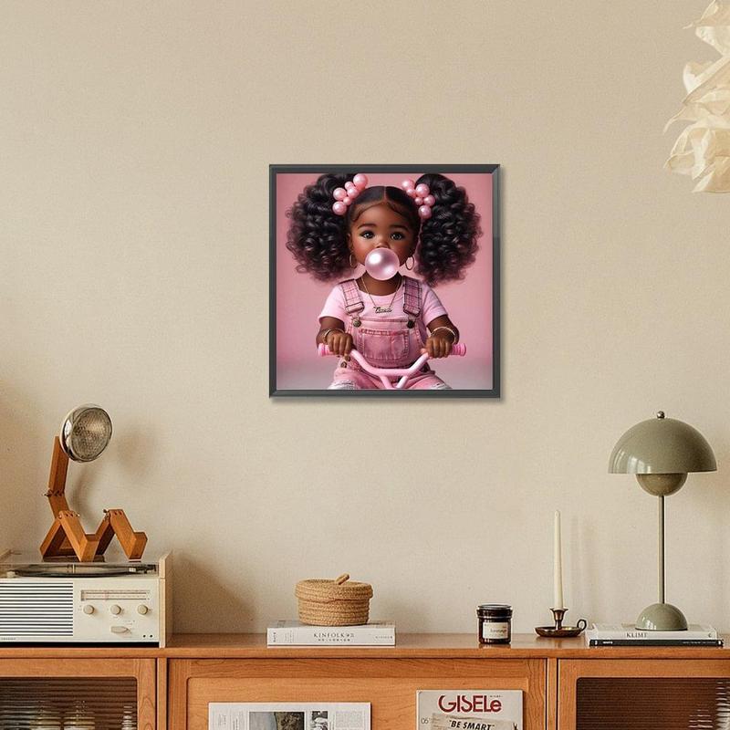 DIY Artificial Rhinestones Arts Painting Kit Without Frame, Curly Hair Girl Pattern DIY Painting, Handmade Craft Wall Art Decoration