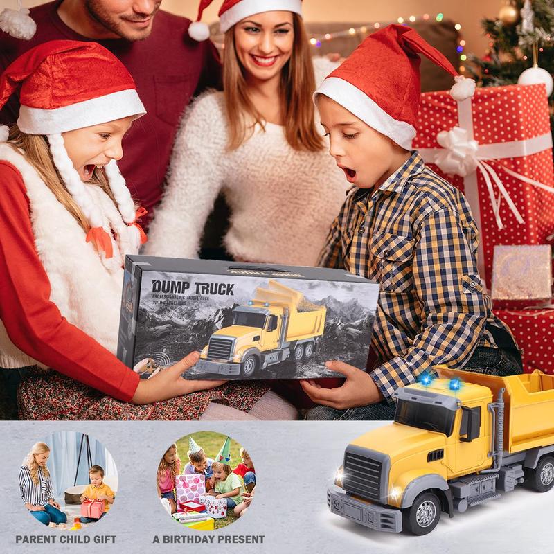 1:24 Six-way Remote Control Lighting 2.4G Frequency Dump Engineering Truck, Simulated Outdoor Activity Toy, Suitable for Children Over 3 Years Old, Stocking Fillers Gift