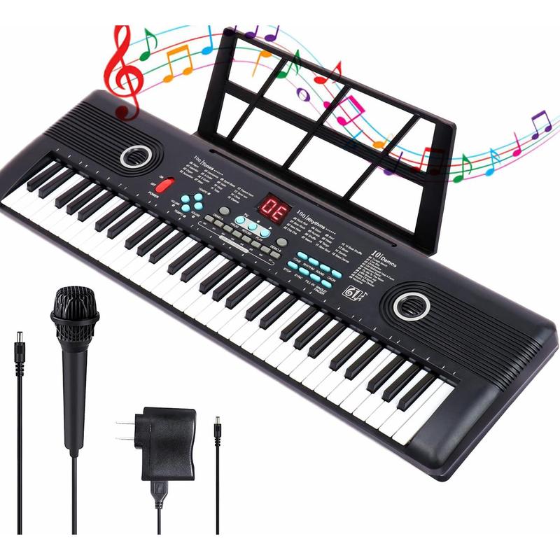 Keyboard Piano 61 Key Music Electric Piano For  Beginner W Dual Speaker Microphone Portable Digital Piano Birthday Christmas Gifts