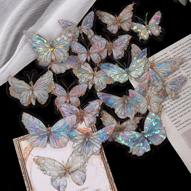 Glitter Butterfly Shaped Decorative Sticker, 20pcs set Decorative Cutout Butterfly for Scrapbooking Layouts, Cards Notebooks Photo Albums DIY Projects, Christmas Gift