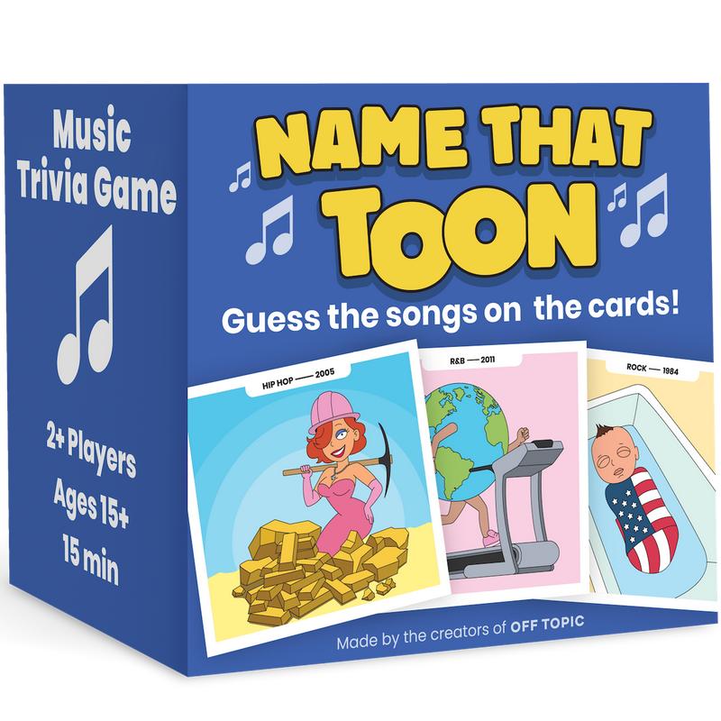 Name That Toon Music Trivia Card Game - Guess The Song and Artist with Cartoon Cards from the 70s to the 20s