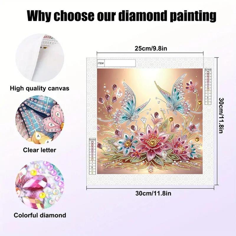 Flower & Butterfly Pattern DIY Diamond Arts Colorful Painting Kit without Frame, 1 Count DIY 5D Diamond Arts Colorful Painting for Home Wall Decor