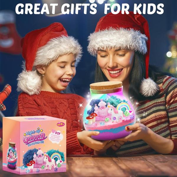 Christmas gift Night Light Unicorn Terrarium Kit for Kids: Christmas Gift  DIY Unicorn Arts & Crafts Kit for Girls Aged 4-8 Magical Gift