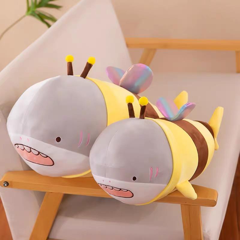 Shark bee venting plush toy Shark bee doll Living room cushion Girl birthday children gift Cloth doll Pillow Sleeping Cute Leg Pinch