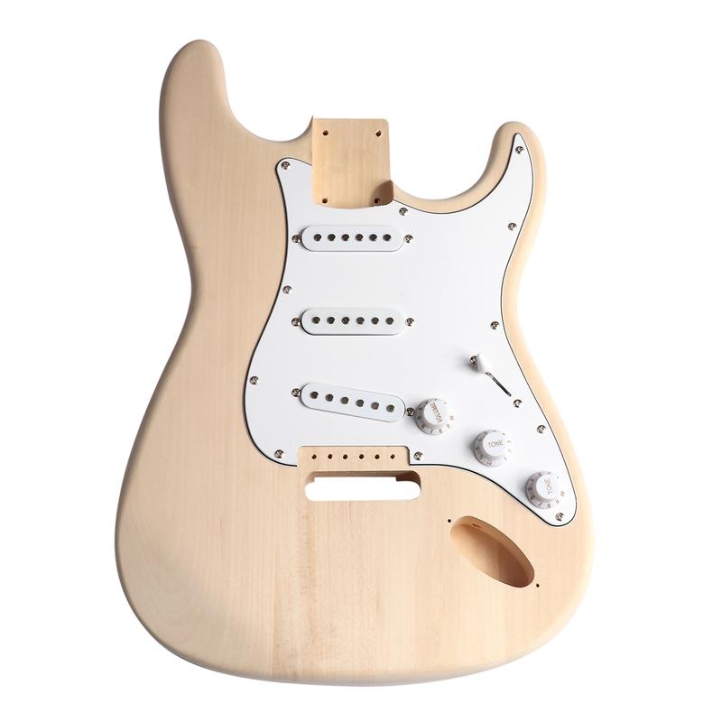 Fistrock Unfinished DIY Electric Guitar Kit Strat Style Basswood Body and Maple Neck