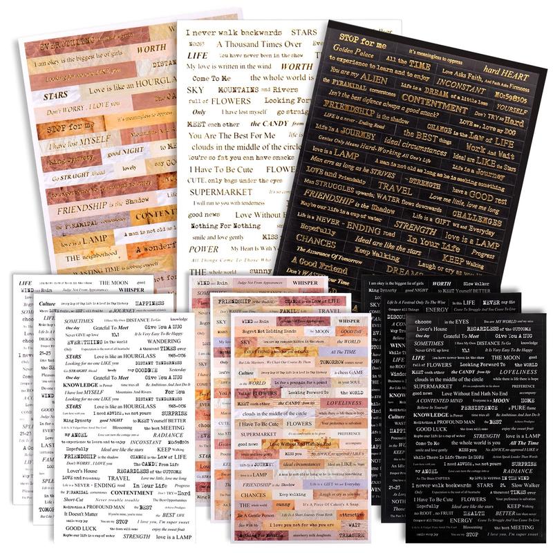 12-Sheet Inspirational Quote Stickers for Journaling & Scrapbooking | Aesthetic Word Phrases for Junk Journals, Creative Scrapbook Supplies, and Planner Decor