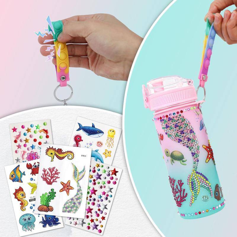 Gifts for Girls 4-12, Decorate Your Own Water Bottle Kits for Girls, Mermaid Diamond Crafts Painting Toys, Kids Water Bottle for School, Christmas and Birthday Gifts Toys for Girls