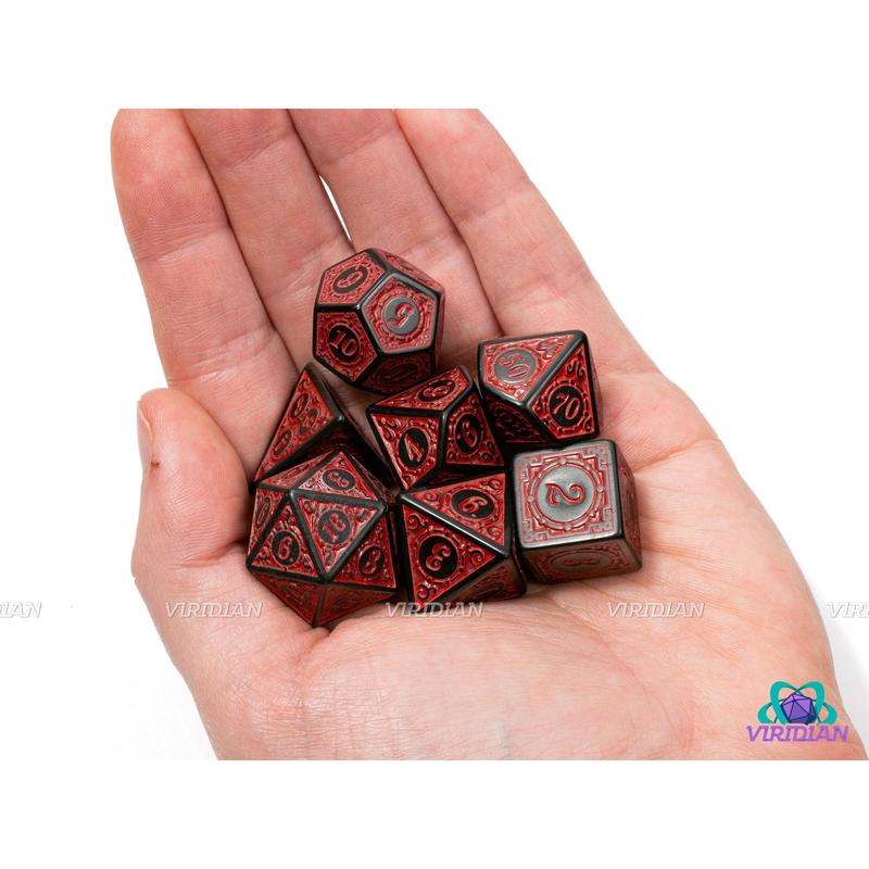 Curtain Call | Roaring 20s: Red Lattice | Stylized Acrylic Dice Set (7) | DnD TTRPG