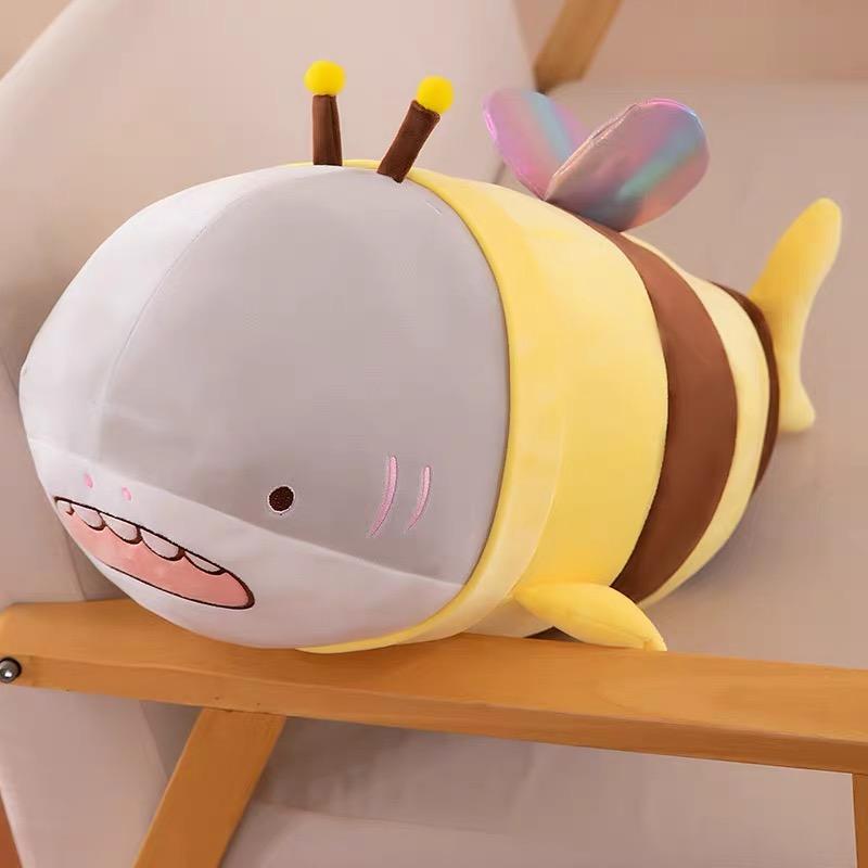 Shark bee venting plush toy Shark bee doll Living room cushion Girl birthday children gift Cloth doll Pillow Sleeping Cute Leg Pinch