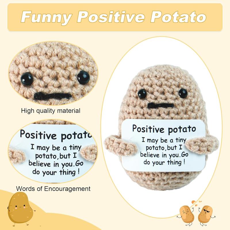 Positive Pickle Funny Gifts,3 inch Mini Emotional Support Pickle with Unique Positive Card for Cheer Up Friend Gifts,Cute Crochet Wool Doll for Birthday Gifts(Emotional Pickle)