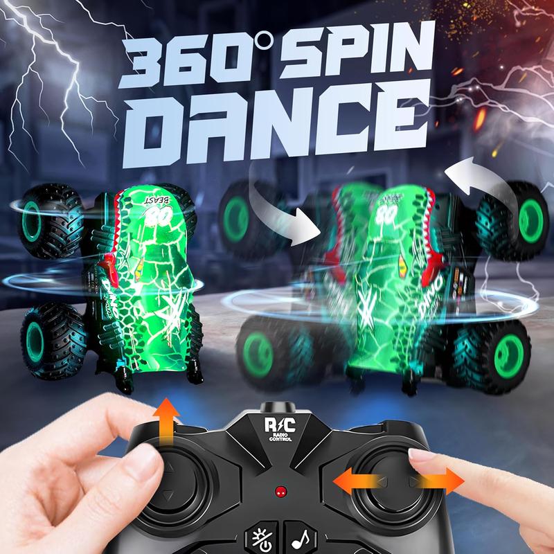 BEZGAR RC Cars - T201 2.4GHz Remote Control Monster Truck with Lights and 360 Rotate, 1:20 Stunt Dancing All Terrain Remote Control Car Dinosaur Toys Gift for Kids 8+ Years Old cars kids