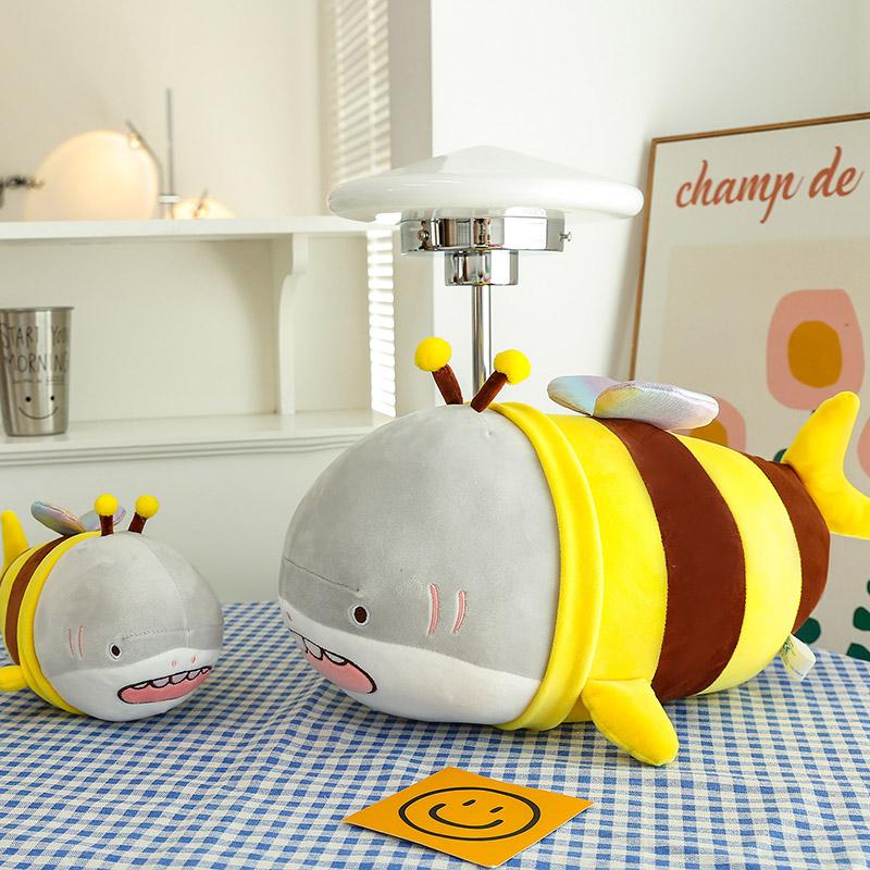 Shark bee venting plush toy Shark bee doll Living room cushion Girl birthday children gift Cloth doll Pillow Sleeping Cute Leg Pinch