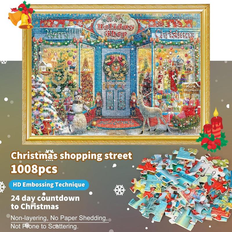 Advent Calendar Jigsaw Puzzle 2024 for Kids and Adults, 1008 Christmas jigsaw pieces in 24 boxes. Christmas Puzzle Family Game for Stocking Stuffers and Home Decor. Holiday Gifts for Boys,Girls