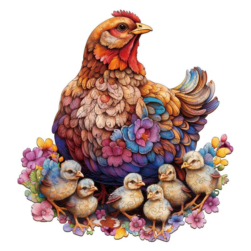 Hens And Chicks Wooden Jigsaw Puzzle - Classic & Novelty Toy