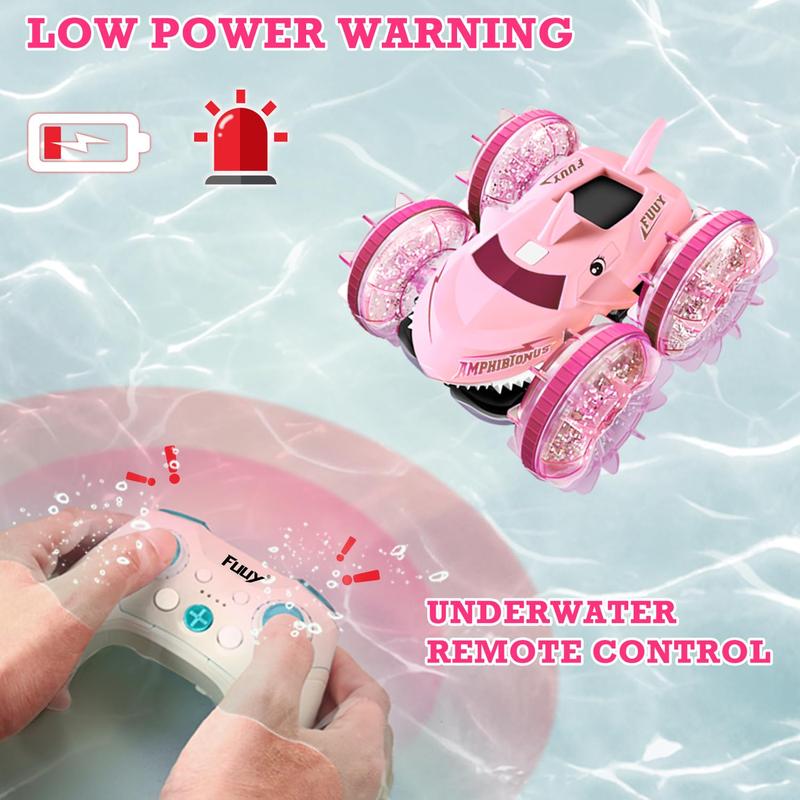 Amphibious Waterproof RC Boat: RC Car Monster Truck with Lights 4WD Gesture Control Water Beach Pool Kids Gift