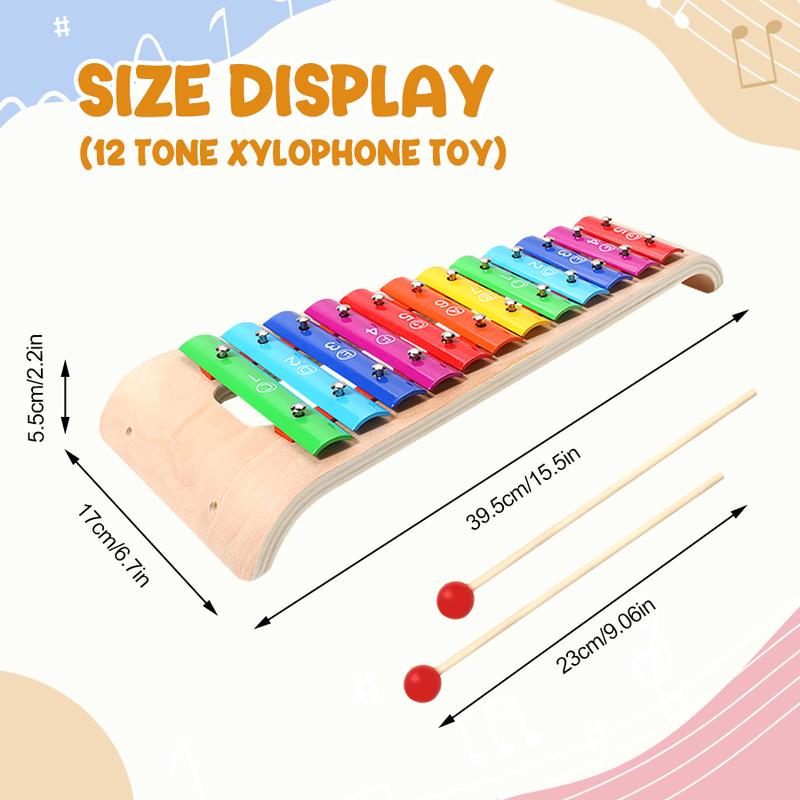 Rainbow Wooden Hand Xylophone, Colorful Xylophone Music Toys, Color Cognition & Music Development, Music Preschool Educational Toys For Boys Girls