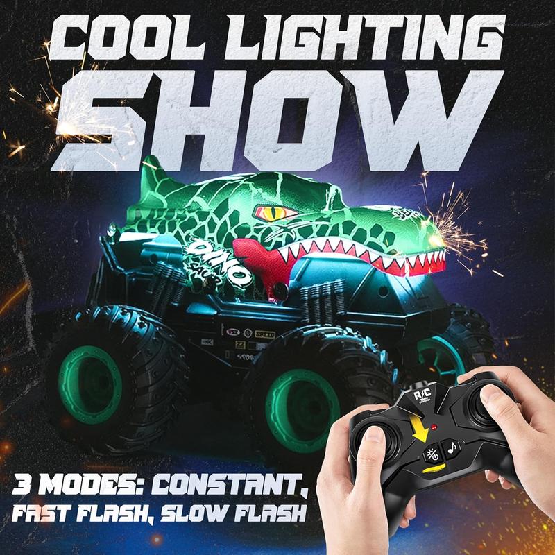 BEZGAR RC Cars - T201 2.4GHz Remote Control Monster Truck with Lights and 360 Rotate, 1:20 Stunt Dancing All Terrain Remote Control Car Dinosaur Toys Gift for Kids 8+ Years Old cars kids