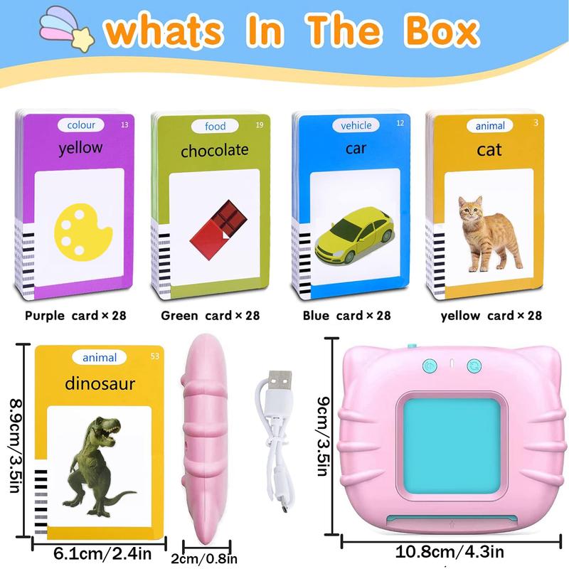 Talking Flash Cards Learning English Toys for Boys and Girls, Learning Cards Sensory Toys, Speech Training Toys, 112 Cards 224 Sight Words Speaking Flash Cards,Montessori Interactive Educational Learning Tools Christmas Gifts