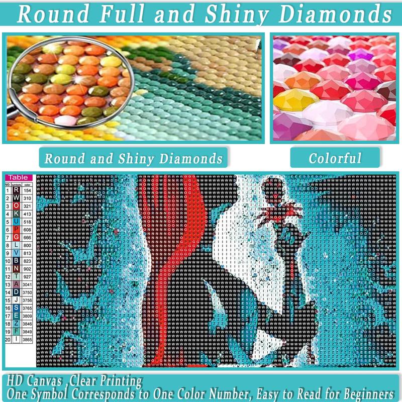 2 Pcs 5D Halloween Diamond Painting Kits for Adults-Nightmare Before Christmas Jack and Sally Diamond Painting Diamond Art Round Full Drill Diamonds for Home Wall Decor DIY Gift-12x16inch  2 Pcs JS