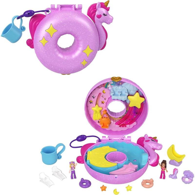 Polly Pocket Groom & Glam Poodle Compact Playset with 2 Micro Dolls & 12 Accessories, Including 2 with Color Change