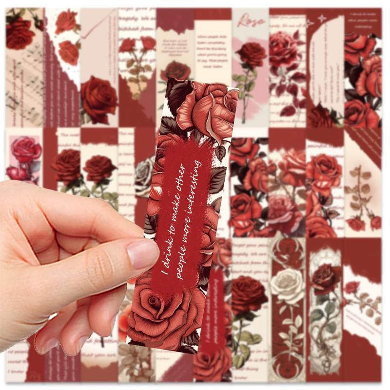 Romantic Rose Series Bookmark, 30pcs set Colorful Creative Bookmark, DIY Decorative Paper Card for Scrapbooking & Journal Making