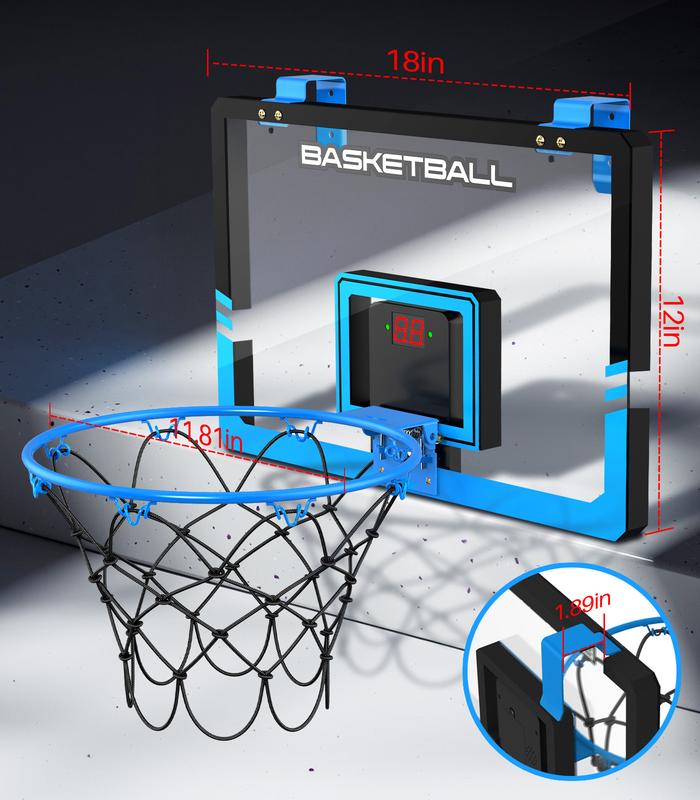 Geyiie Indoor Basketball Hoop with Electronic Scoreboard Over The Door 4 Balls Different Sizes Choice indoor mini basketball toy electronic scoreboard