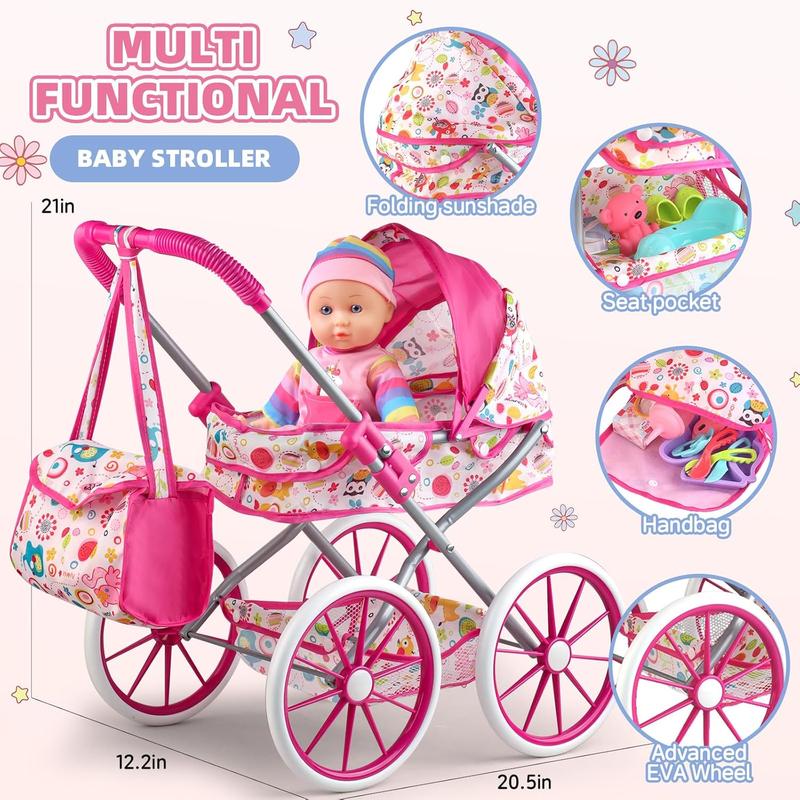 Baby Doll Stroller Toys Set with 12.5