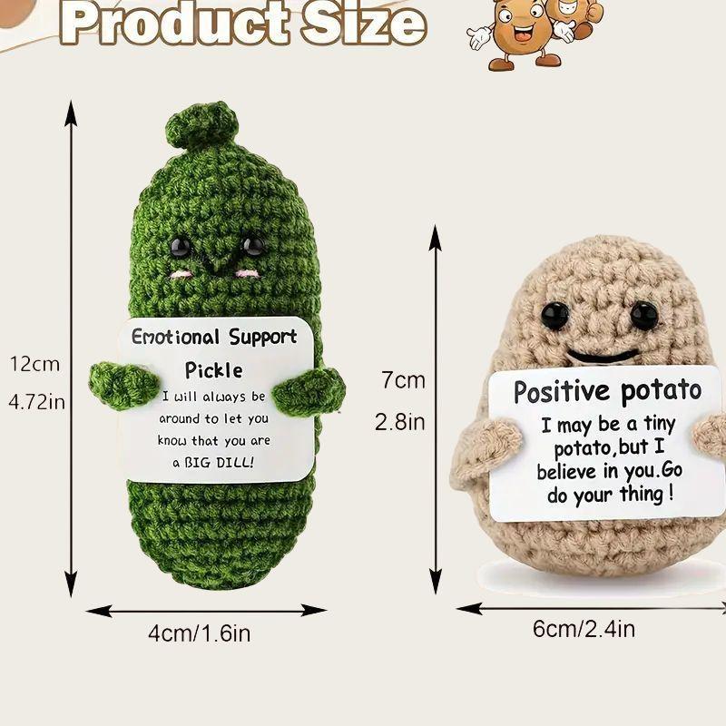 2 Pcs Adorable Positive Pickle potato for Comfort & Stress Relief - Ideal for Home, Office & Travel, Emotional Support Plush ，