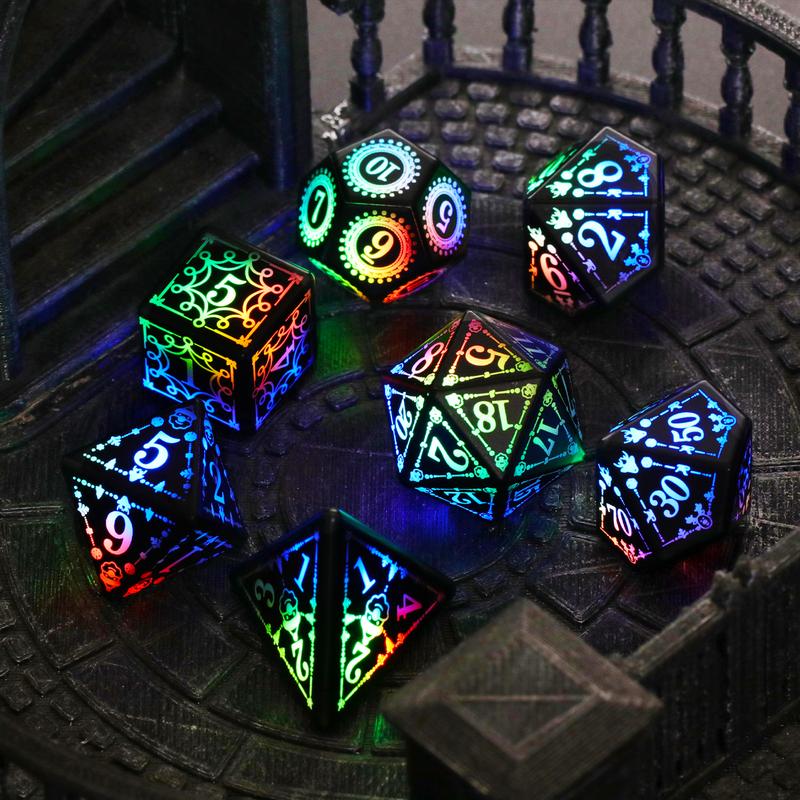 DND Dice, LED Light up Dice Set, Electronic Flashing D&D Dice Rechargeable Polyhedral Glow in The Dark Dice with Charging Box for Ttrpg Game RPG