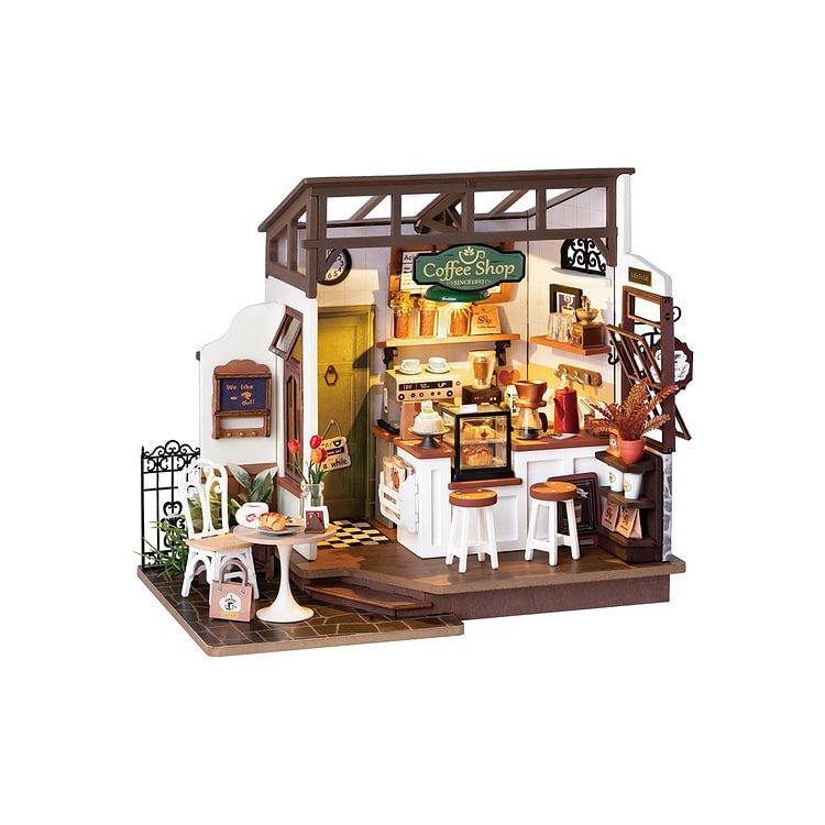 Rolife Flavory Café Miniature Dollhouse Kit with LED Lights - DIY Crafts for Adults, Birthday Gifts and Hobbies