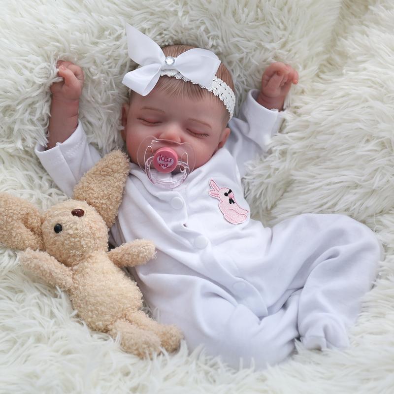 Wooroy Reborn Baby Doll - Christmas Gift, Birthday Gift, Girl Gift, Kids Gift, 18 inch Realistic Newborn Baby Girl with Lifelike Face and Limbs and a Cloth Body, Gifts for Kids Age 3 +