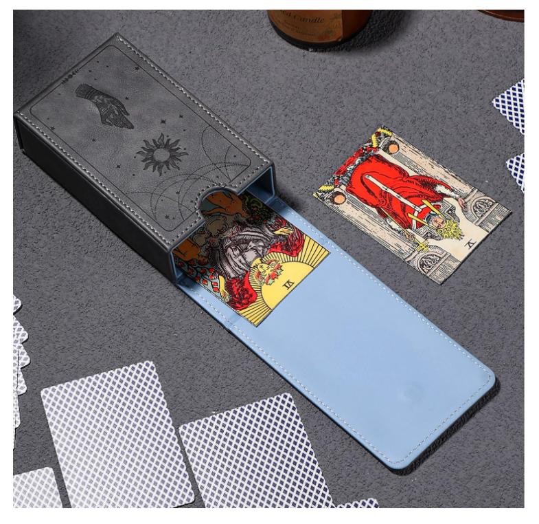 PU Leather Tarot Cards Case Moon Design Playing Cards Holder Tarot Deck Protective Case for Most Standard Size Tarot Cards