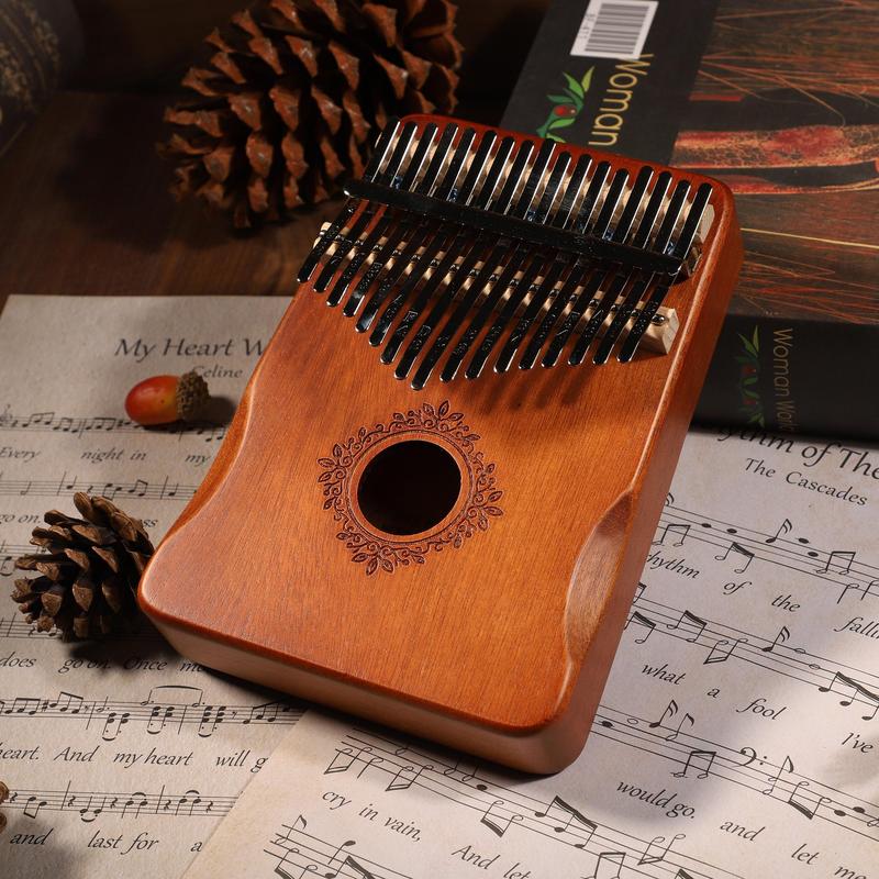 17 Keys Kalimba Thumb Piano, Retro Style Mbira Finger Piano with Storage Bag, Musical Instrument for Adults Beginners Lovers Players