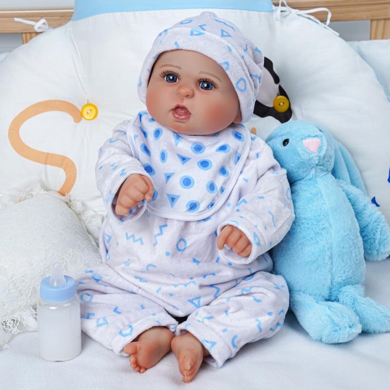 BABESIDE 8 Pcs Reborn Baby Doll Accessories with Bassinet for 17-22 Inch Baby Doll, Baby Doll Clothes Outfit Accessories fit Reborn Doll Newborn Boy