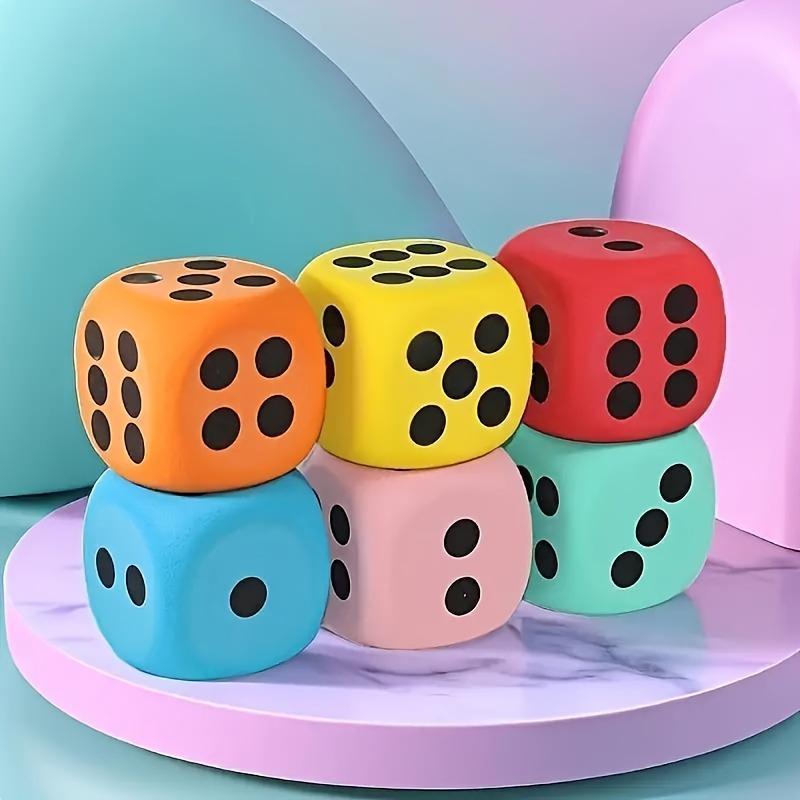 Random Color Dice (4 Counts), Soft Foam Dice, Educational Supplies for Learning & Home Entertainment, Ideal Gift for Birthday Party