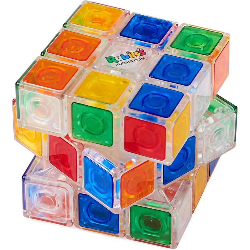 Rubik’s Crystal, New Transparent 3x3 Cube Classic Color-Matching Problem-Solving Brain Teaser Puzzle Game Toy for Kids and Adults Aged 8+