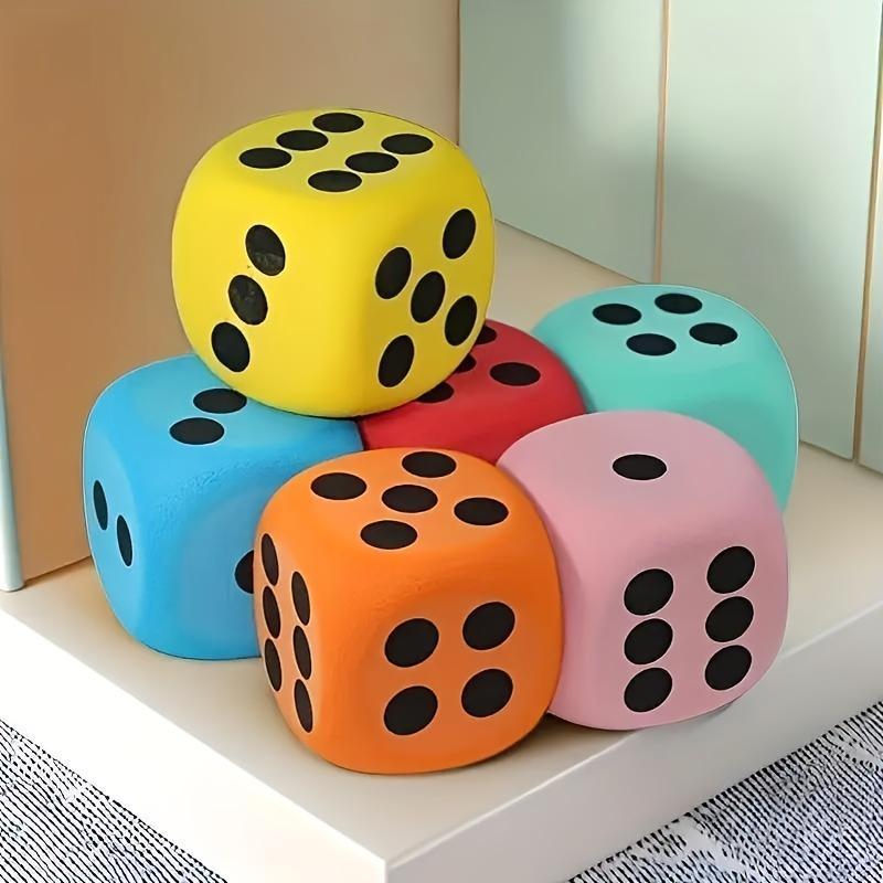 Random Color Dice (4 Counts), Soft Foam Dice, Educational Supplies for Learning & Home Entertainment, Ideal Gift for Birthday Party