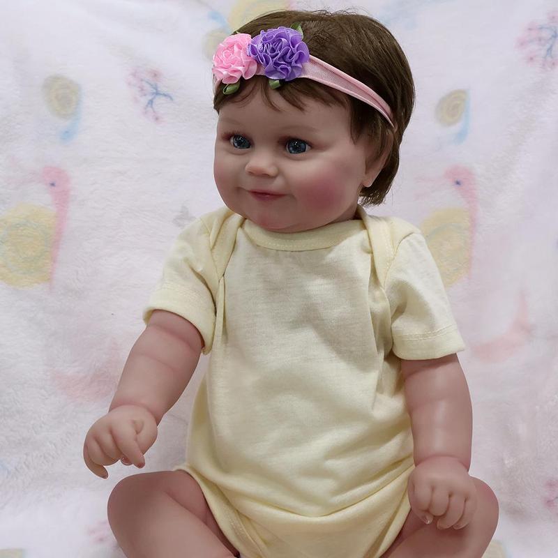 20 Inch Realistic Newborn Doll, Lifelike Newborn Dolls with Clothes & Diaper& Random Color Hairband, Soft Touch Handmade Doll Toy for Gifts