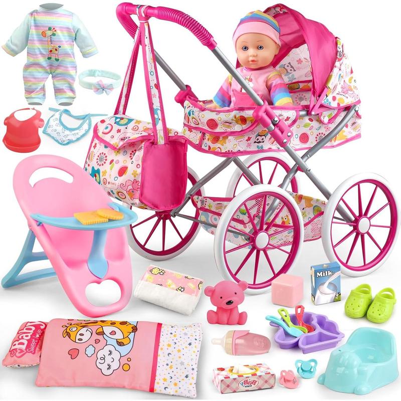 Baby Doll Stroller Toys Set with 12.5