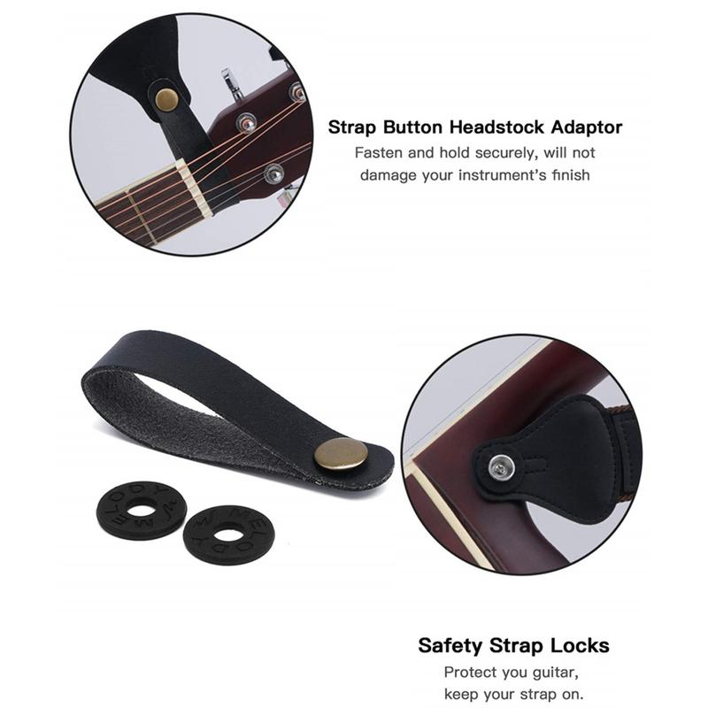 Soft Guitar Strap, 1 Pair Strap Locks & 5 Counts Guitar Picks & 1 Count Hold & 2 Counts Washers, Electric & Acoustic Guitar Strap Accessories