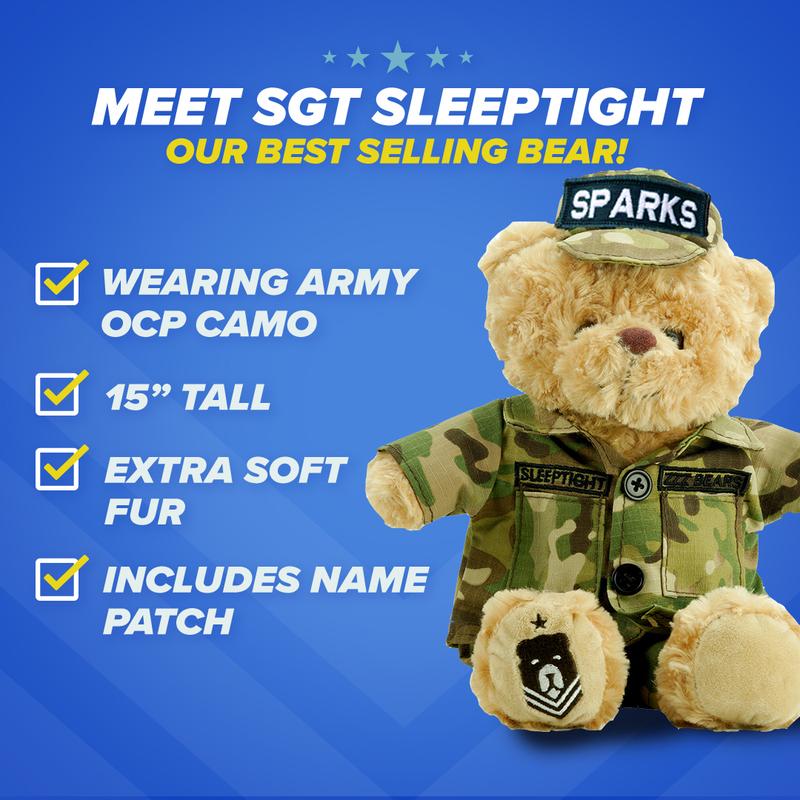 ZZZ Bears Personalized Army Teddy Bear for Army families