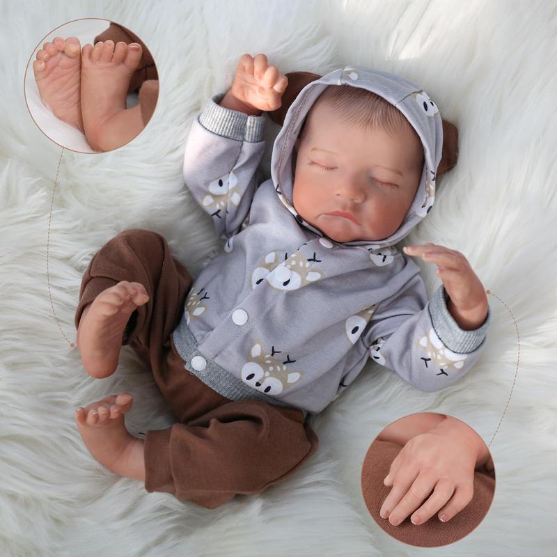 Wooroy Realistic Reborn Baby Dolls Boy - 18 Inch Lifelike Baby Doll Levi Real Life Baby Dolls That Look Real Soft Weighted Sleeping Newborn Baby Dolls Gift Toy for Age 3+, Birthday Gift, Girl Gift, Kids Gift, Big Sister Gift