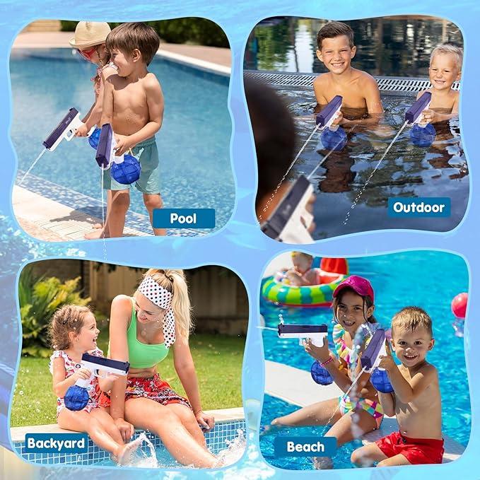 Electric Water toy spray Blasters 450CC+60CC Rechargeable Automatic Squirt Blaster with 2 Water Tank, 2 Batteries, High Capacity Spray Up to 35Ft, 60min Water for Swimming Pool Party Beach Outdoor Activity.