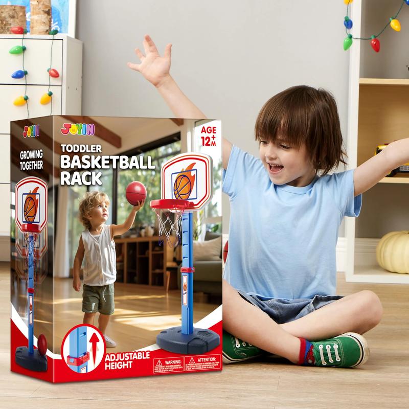 Christmas 2024 Gifts Basketball Arcade Game Set, Adjustable Basketball Goal with 4 Balls for Kids Toddler Indoor Outdoor Play, Carnival Games, Christmas New Year Birthday Gift-Air Pump Included