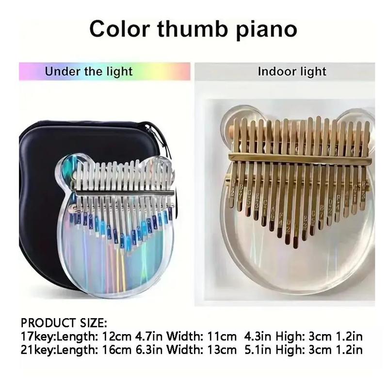 17 21 Key Colorful Crystal Thumb Piano, Ergonomic Portable Finger Piano for Daily Training & Playing, ASMR, Musical Instrument Gift for Beginners