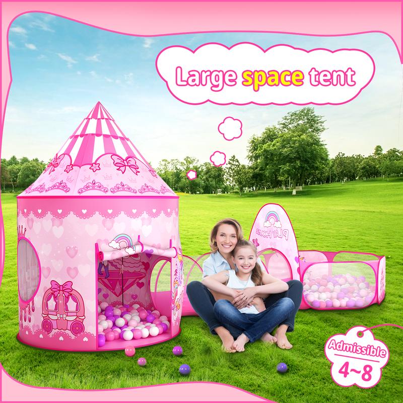 Princess Castle Playhouse Tent with Tunnel and Ball Pit - Includes Balls for Indoor and Outdoor Fun play tent princess tent