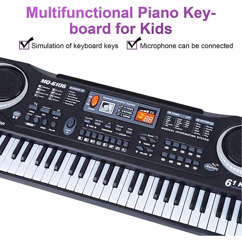 61 Key Portable Keyboard Piano Beginners Electric Piano Music Keyboard Player with Mic